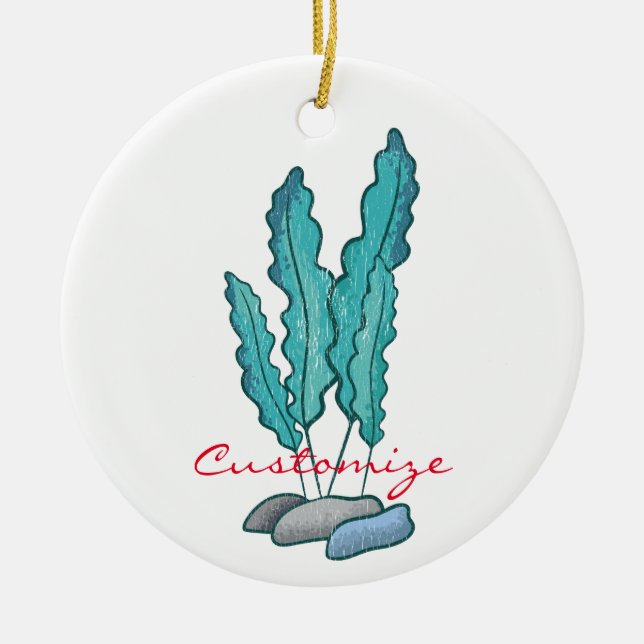 Blue Sjögräs Algae Thunder_Cove Julgransprydnad Keramik (Framsidan)