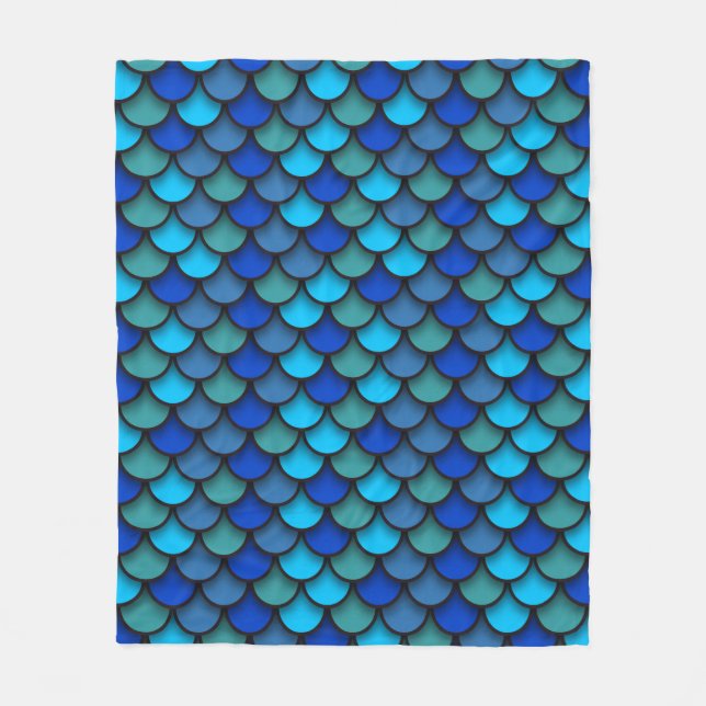 Blue Sjöjungfru Mönster Fleecefilt (Framsidan)