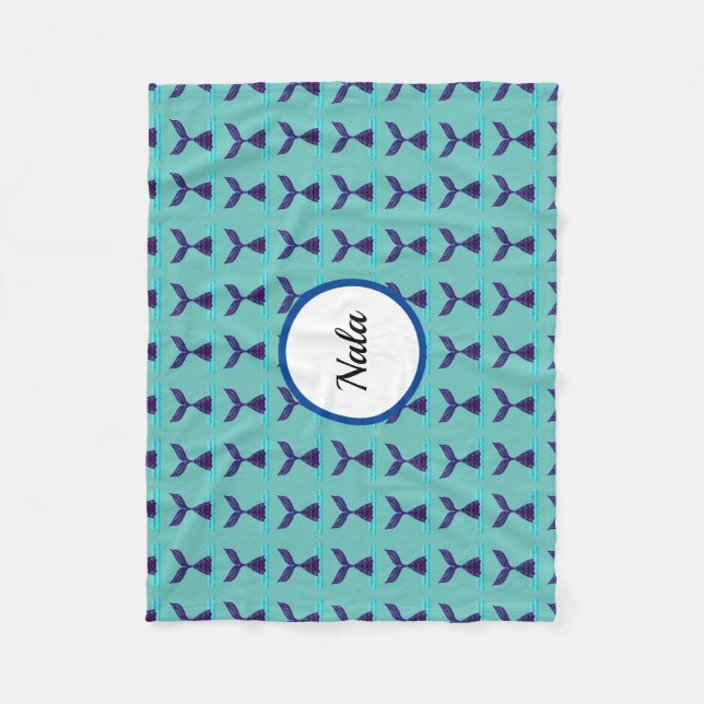 Blue Sjöjungfru Svan Fleecefilt (Framsidan)