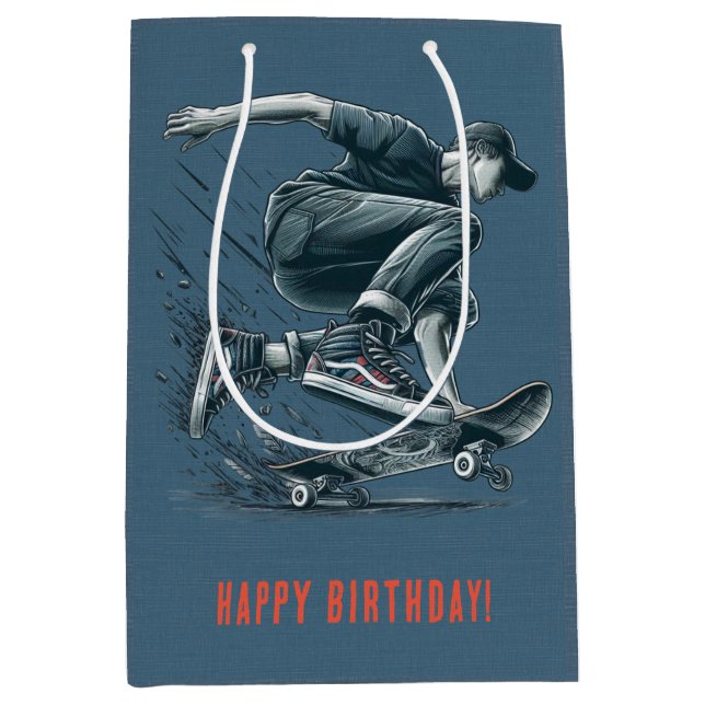 Blue Skateboarder Burnt Orange Grattis på födelsed (Framsidan)