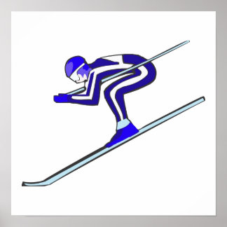 Blue Ski Fast Poster