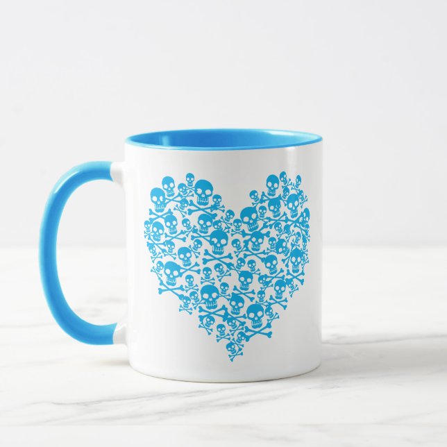 Blue Skull Heart Mugg (Vänster)