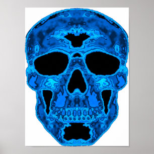 Blue Skull Horror Mask Poster