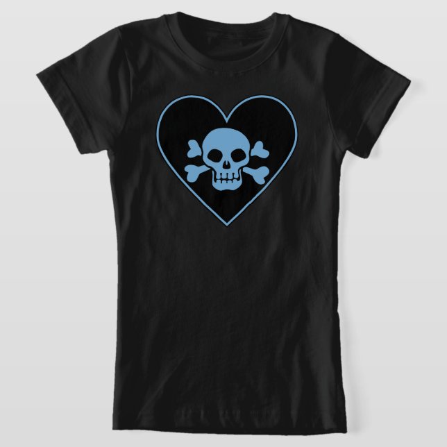 Blue Skull i hjärtat T Shirt (Laydown)