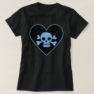 Blue Skull i hjärtat T Shirt