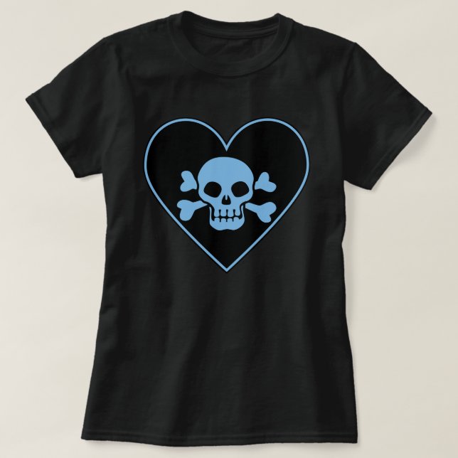 Blue Skull i hjärtat T Shirt (Design framsida)