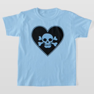 Blue Skull i hjärtat T Shirt