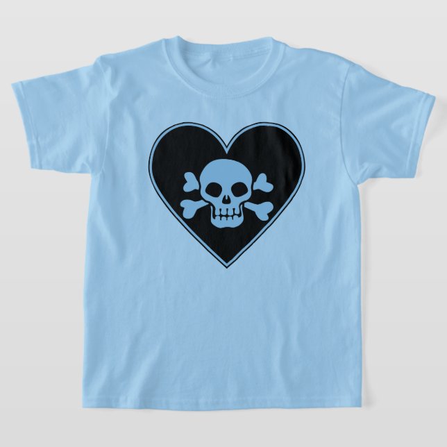 Blue Skull i hjärtat T Shirt (Laydown)