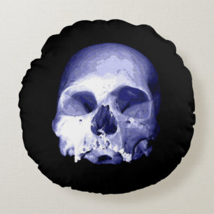 Blue Skull Rund Kudde