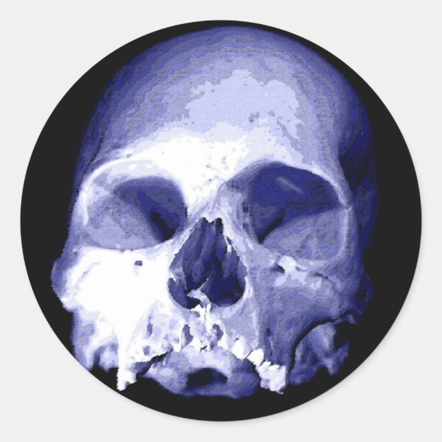 Blue Skull Runt Klistermärke (Framsida)