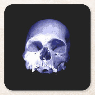 Blue Skull Underlägg Papper Kvadrat
