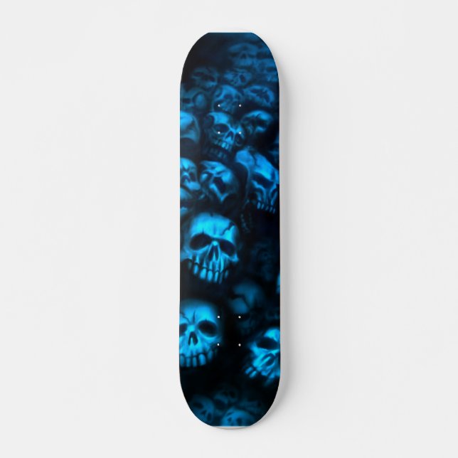 Blue skulls-Skateboard Mini Skateboard Bräda 18,5 Cm (Framsida)