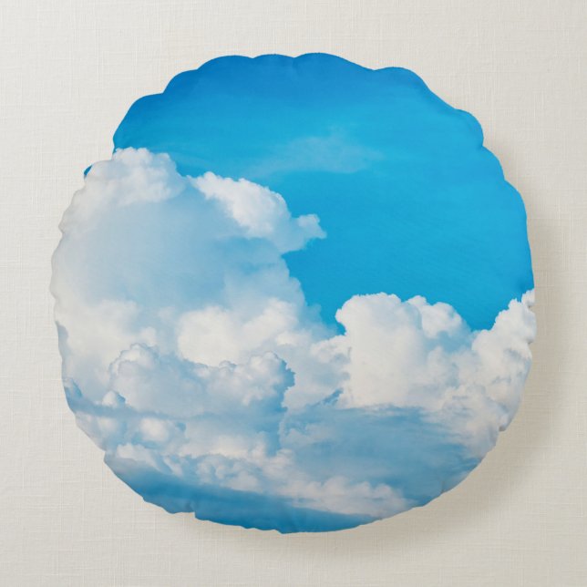 Blue sky background clouds white rund kudde (Framsidan)