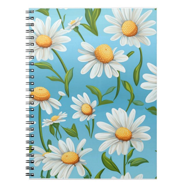 Blue Sky Daisy Spiral Notebook Anteckningsbok (Framsidan)