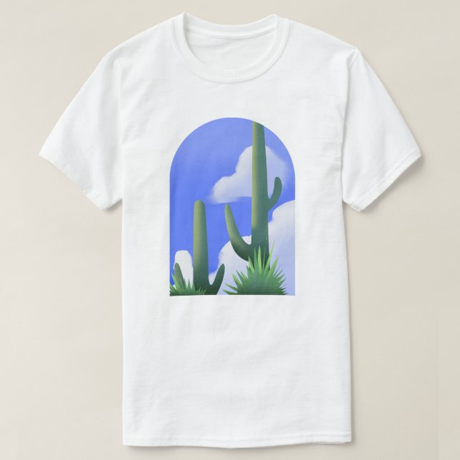 Blue Sky Desert Cactus Painting Tee (Design framsida)