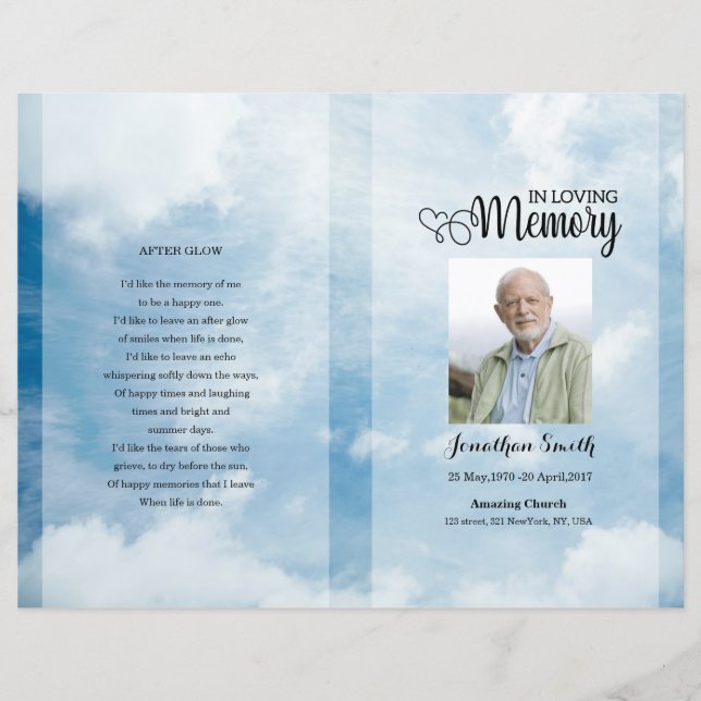 Blue sky Funeral Program template (Framsida)