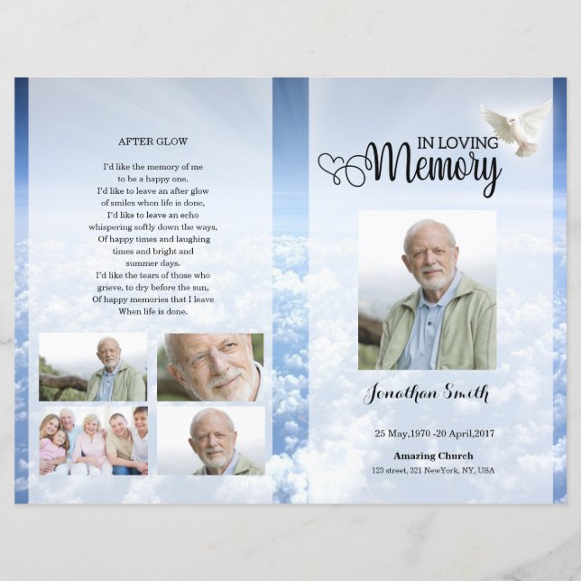 Blue sky Funeral Program template (Framsida)