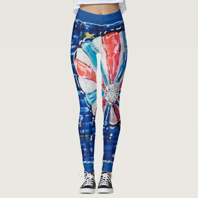 Blue Sky Hot Air Balloon Leggings (Framsida)