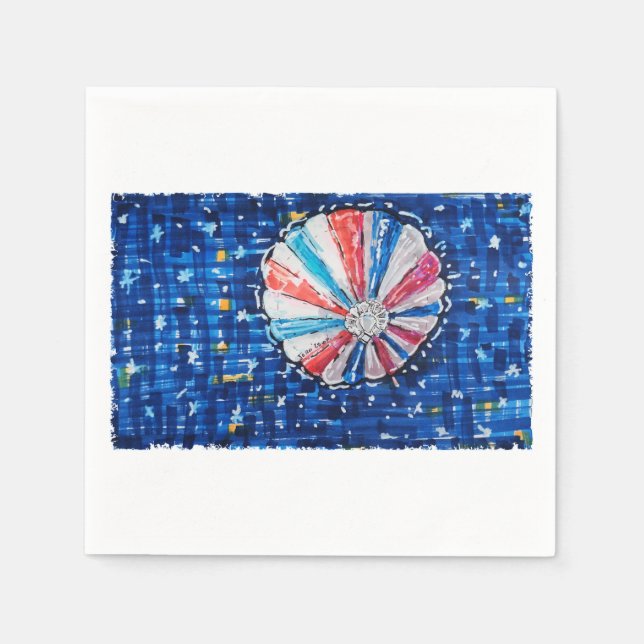 Blue Sky Hot Air Balloon Pappersservett (Framsidan)