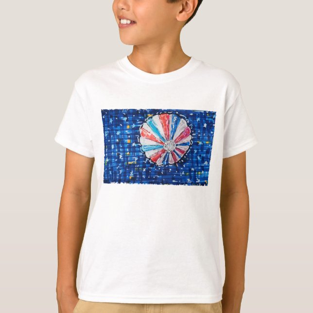 Blue Sky Hot Air Balloon T Shirt (Framsida)