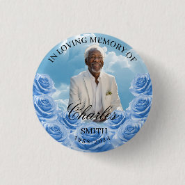Blue Sky Memorial Button Roses Memorial Button  Knapp