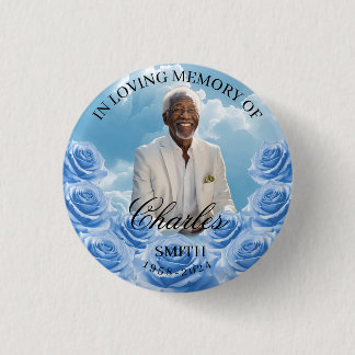 Blue Sky Memorial Button Roses Memorial Button  Knapp