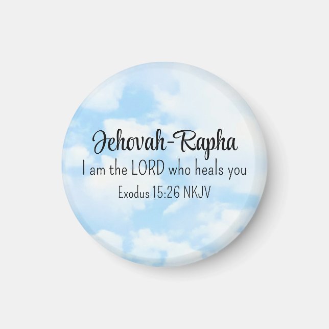 Blue Sky Photo I am the Lord Who Heals Bible Verse Magnet (Framsidan)