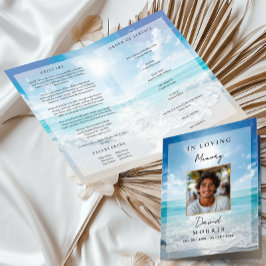 Blue Sky Photo Memorial Funeral Program 