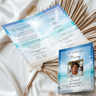 Blue Sky Photo Memorial Funeral Program 