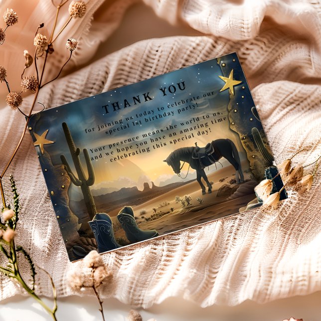 Blue Sky Rustic Cowboy 1st Birthday Rodeo Tack Kort (Skapare uppladdad)