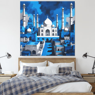 Blue sky Taj Mahal AI art Canvastryck