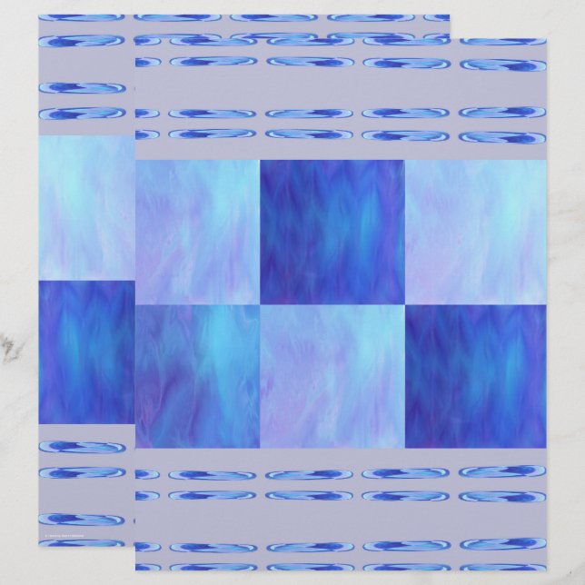 Blue Sky Tiles Scrapbook Paper 2-Sided Page (Fram/baksida)