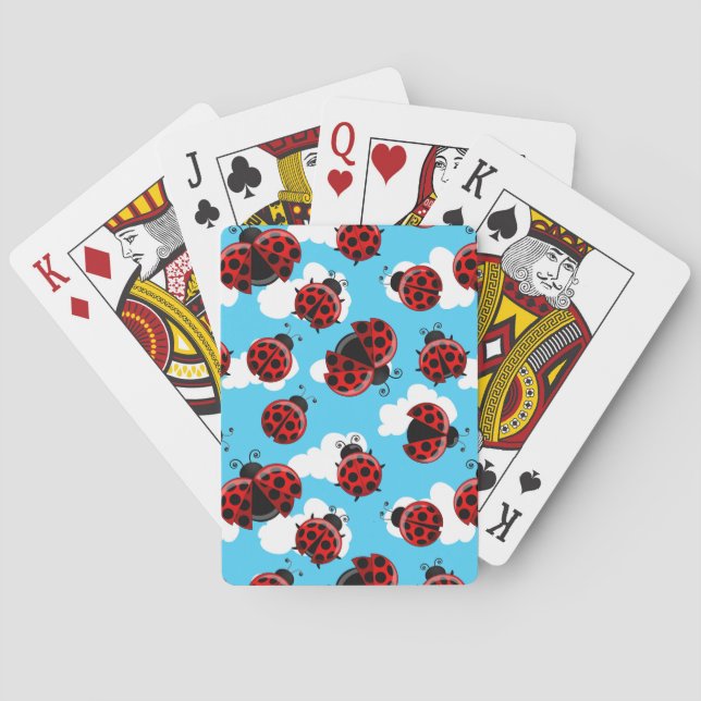Blue Sky White Clouds Red Ladybug Beetle Casinokort (Baksidan)