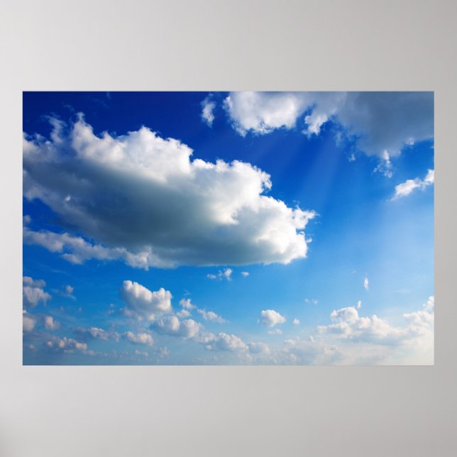 Blue sky with cloud closeup. poster (Framsidan)