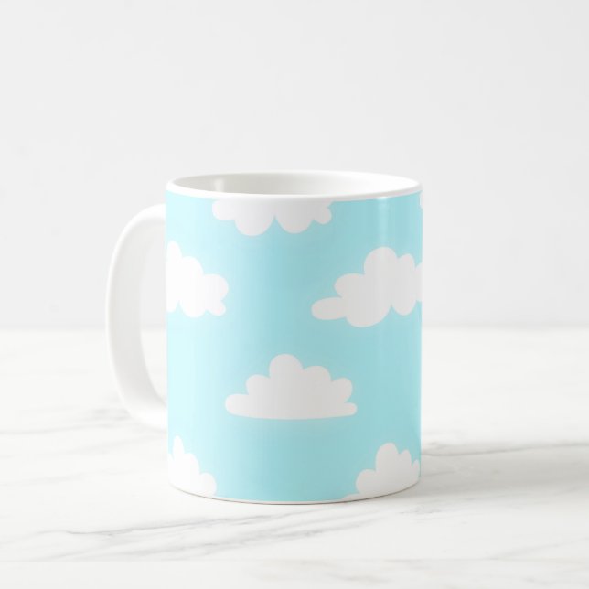 Blue Sky with Clouds Print Coffee Cup Mug Kaffemugg (Framsida vänster)