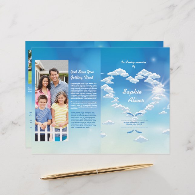 Blue Skyer Funeral Program Template (Fram/Back In Situ)