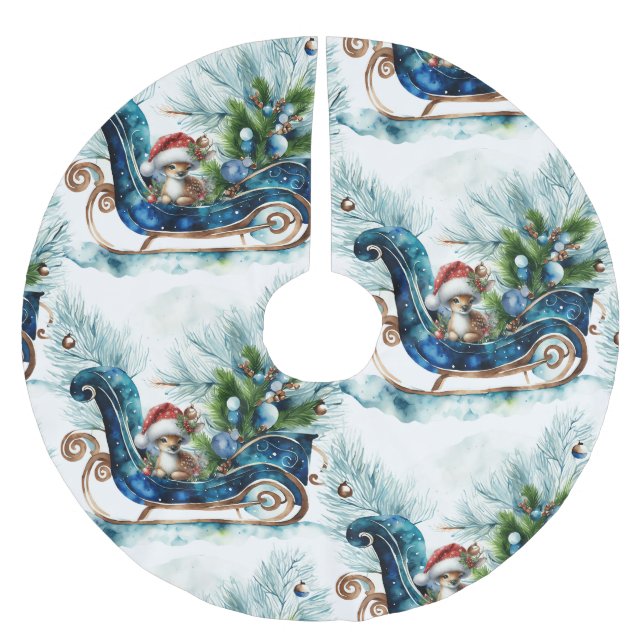 Blue Sled Baby Reindeer Julgransmatta Borstad Polyester (Framsidan)