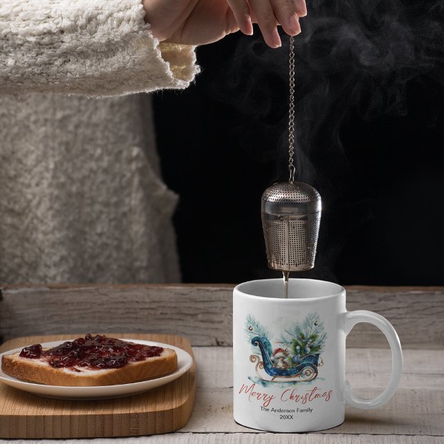 Blue Sled Baby Reindeer Kaffemugg (Skapare uppladdad)