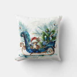 Blue Sled Baby Reindeer Kudde