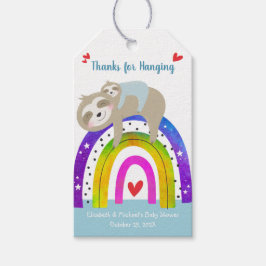 Blue Sloth Boho Rainbow Cute Boy Shower djed Presentetikett