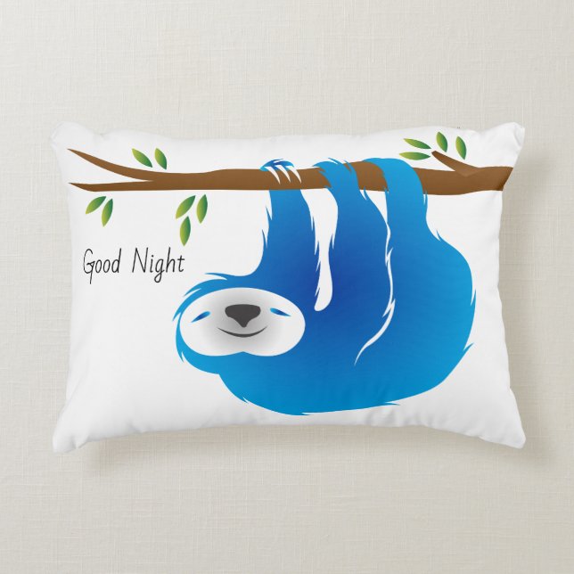 Blue Sloth Bra Night Bra God morgon Pillow Prydnadskudde (Framsidan)