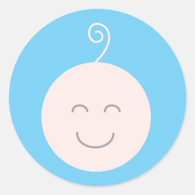 Blue Smile Baby Sticker Runt Klistermärke (Framsida)