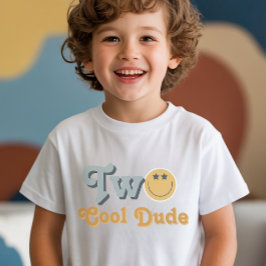 Blue Smile Two Cool Dude Boys 2nd Birthday T Shirt
