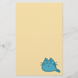 Blue Smiling Kattunge Brevpapper