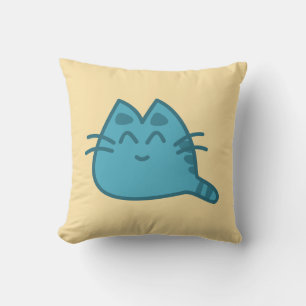 Blue Smiling Kattunge Kudde