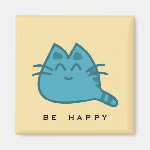 Blue Smiling Kattunge Magnet