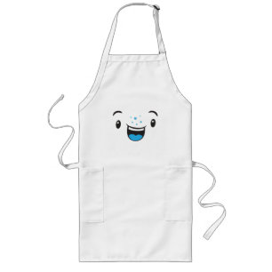 Blue Smiling Kawaii Ansikte Apron Långt Förkläde