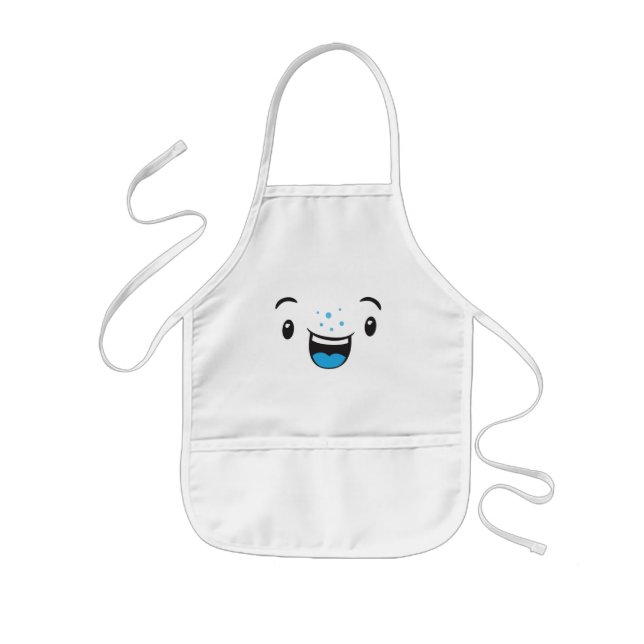 Blue Smiling Kawaii Ansikte Barn Apron Barnförkläde (Framsidan)