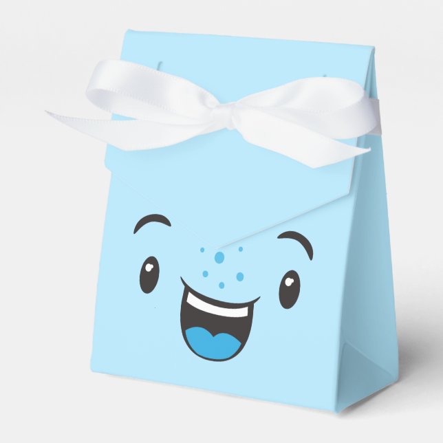 Blue Smiling Kawaii Ansikte Gift Box Presentaskar (Framsidan Sidan)