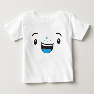 Blue Smiling Kawaii Ansikte Kids Clothing T Shirt